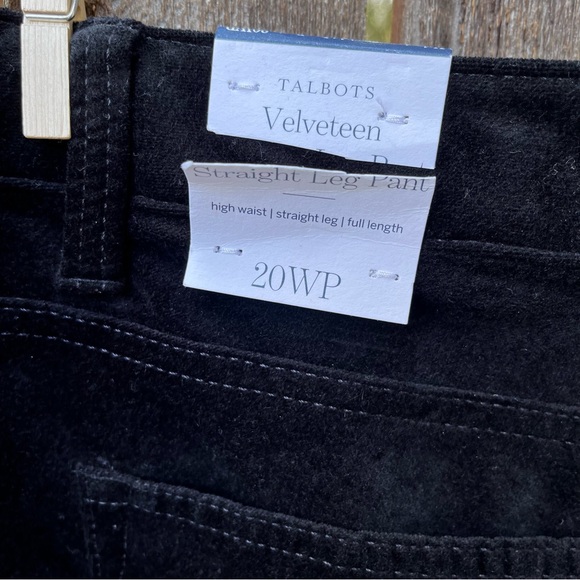 Talbots Velveteen Straight Leg High Waisted Black Pants NWT Sz 20WP - Picture 3 of 14